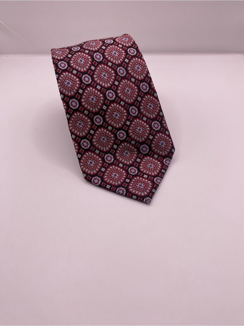 Bloomingdale's Men's Store Red and Black Medallion Silk Tie